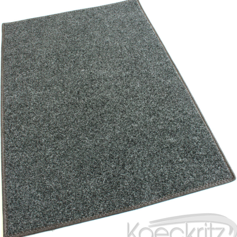 Indoor/Outdoor Double-Ribbed Carpet Runner with Skid-Resistant Rubber Backing - Smokey Black - 3' x 10
