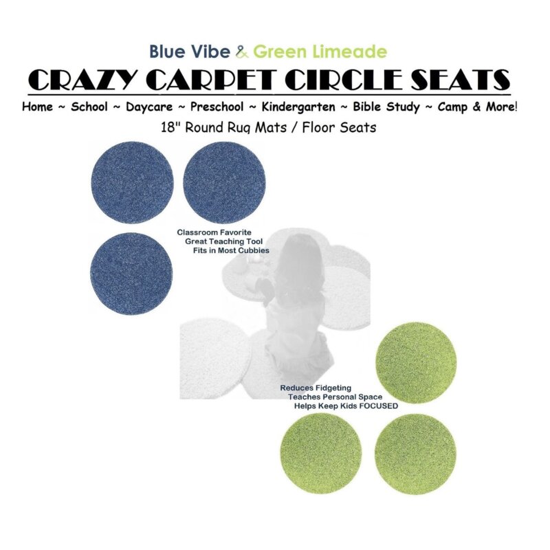 Children's Crazy Carpet Circle Seats Lime & Vibe Blue Set 6
