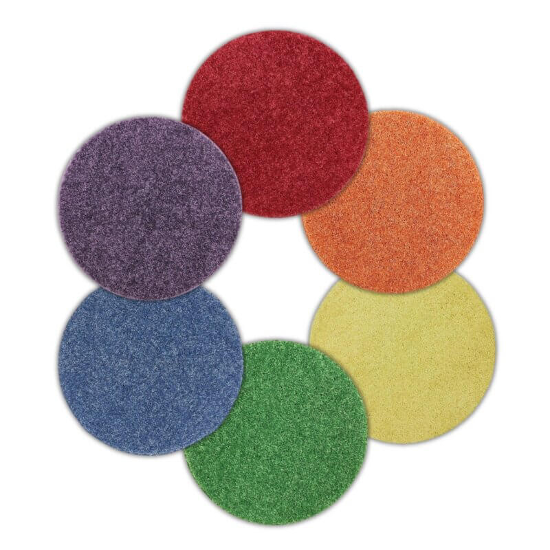 Children's Crazy Carpet Circle Seats SECONDARY Color Wheel | Sets of 6 - 18" Round Rug, Soft Warm Floor Mat / Cushions