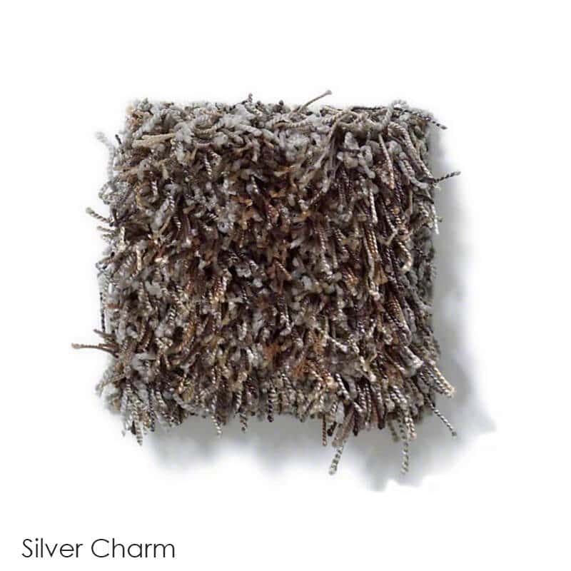 Tuftex Swag 75 oz Super Thick Shag Indoor Area Rug Collection Silver Charm