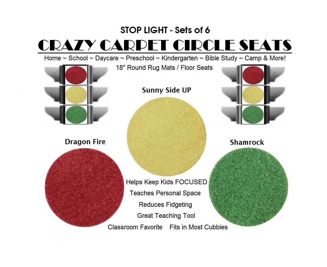 Children's Crazy Carpet Circle Seats STOP LIGHT Sets of 6