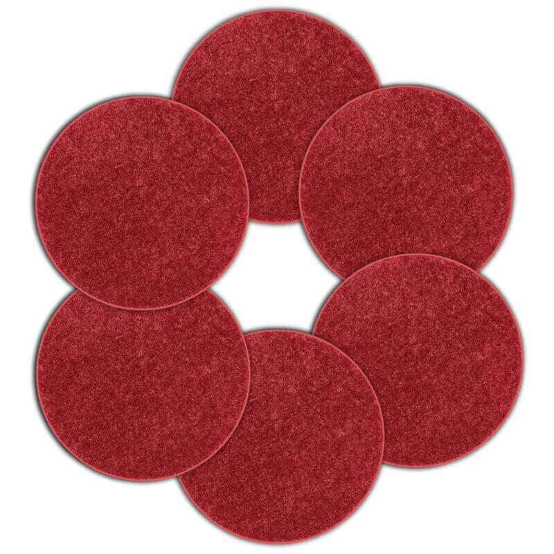 Children's Crazy Carpet Circle Seats Engine Red Set 6 | 18” Round Rug, Soft Warm Floor Mat / Cushions