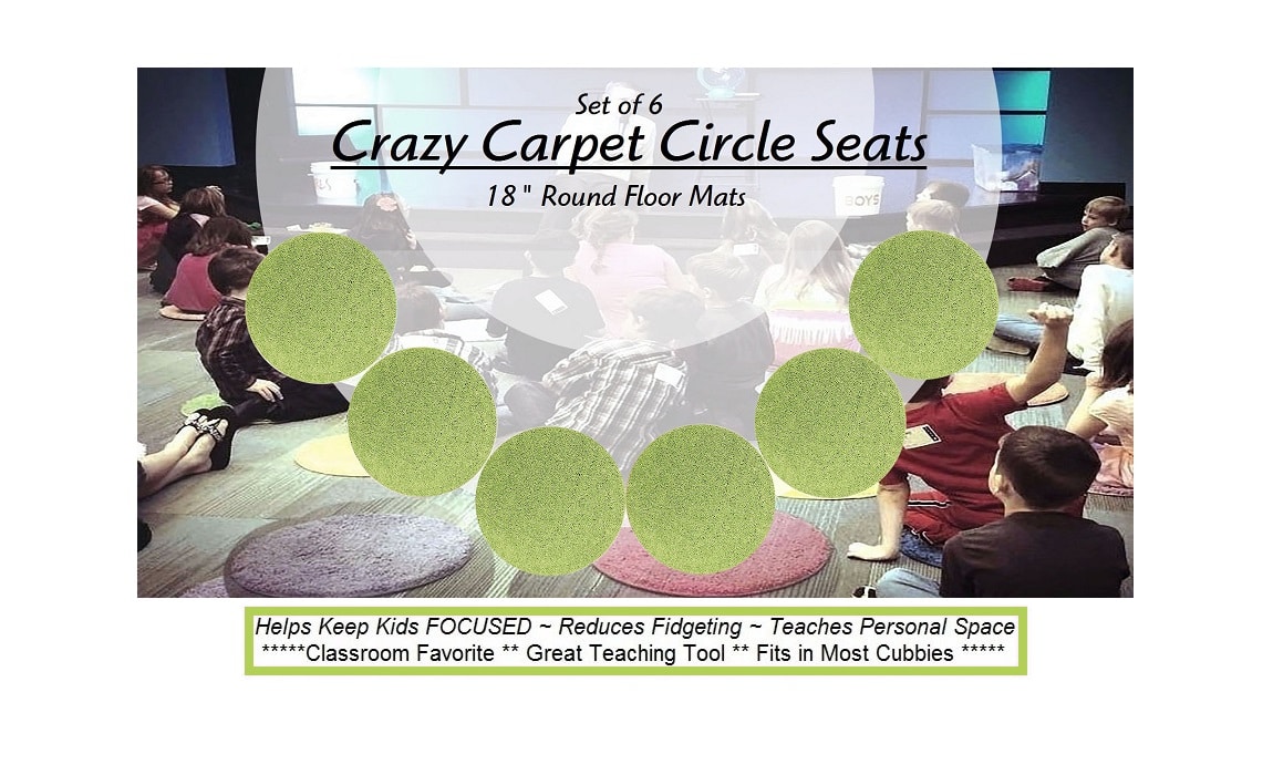 Children's Crazy Carpet Circle Seats Gremlin Green Set 6