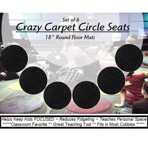 Children's Crazy Carpet Circle Seats Tuxedo Black Set 6