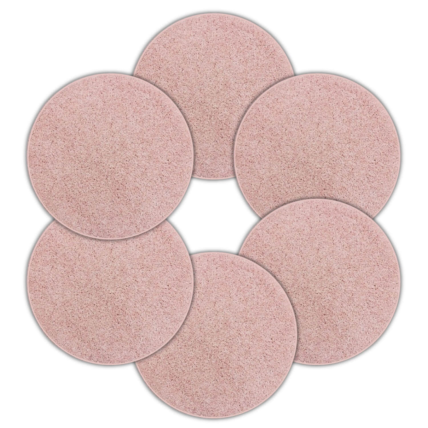Fairy Dust Pink Circle Rug Seats for Kids - Set of 6 | 18” Round Soft Floor Cushions