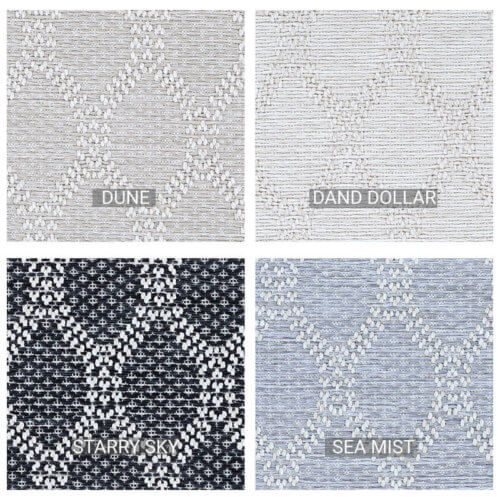 Ortley Custom Cut Indoor Outdoor Area rug collection - 4 Colors Available