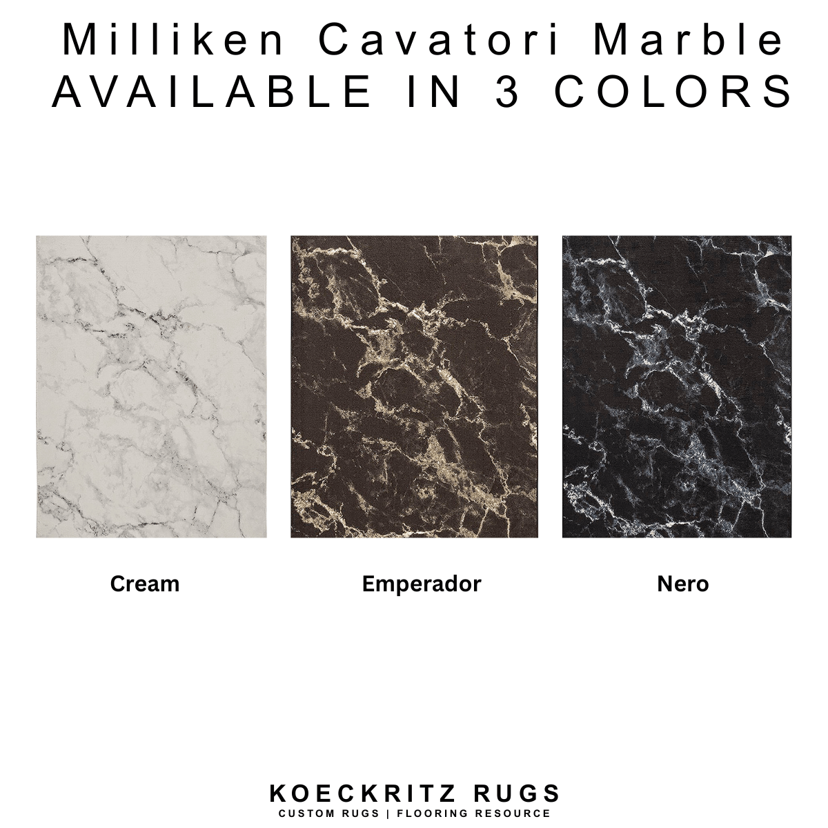 Milliken Cavatori Marble Pattern Indoor Rugs | 3/8" Thick, 40 oz Cut Pile | Custom Sizes & Colors