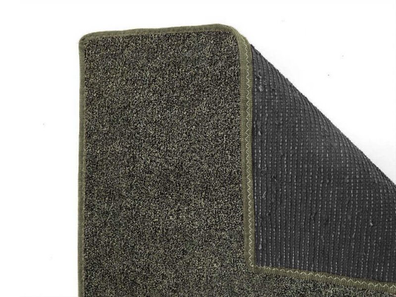 Black & Taupe Economical Artificial Grass Turf Area Rug - Durable Backing