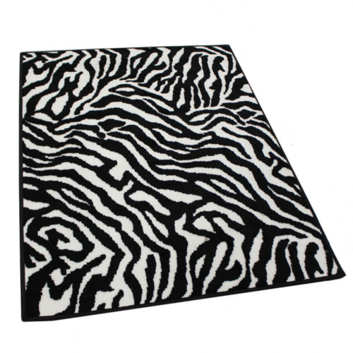Zebra Print Savani Cut Pile Area Rug 100% STAINMASTER Nylon Many Sizes 