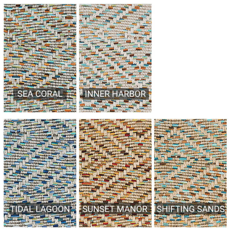 Tobago Greek Key pattern Indoor-Outdoor Area Rug Collection - 5 Colors Available