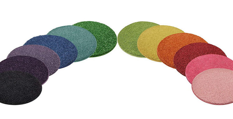 Children's Crazy Carpet Circle Seats Rainbow Multi Set 12 | 18” Round Rug, Soft Warm Floor Mat / Cushions