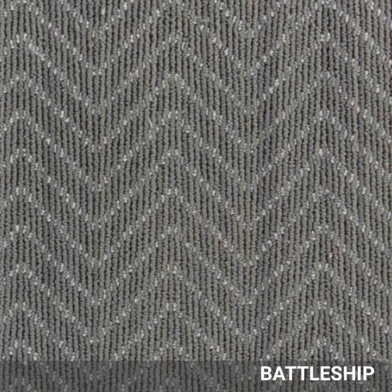 Battleship Chevron Wool Area Rug