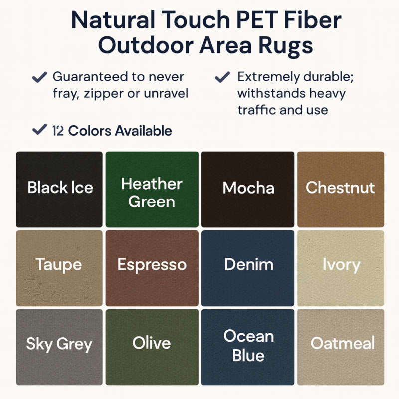 Interlace Waffle Pattern Indoor Outdoor Rug – Durable Eco-Friendly PET Fiber | Custom Sizes